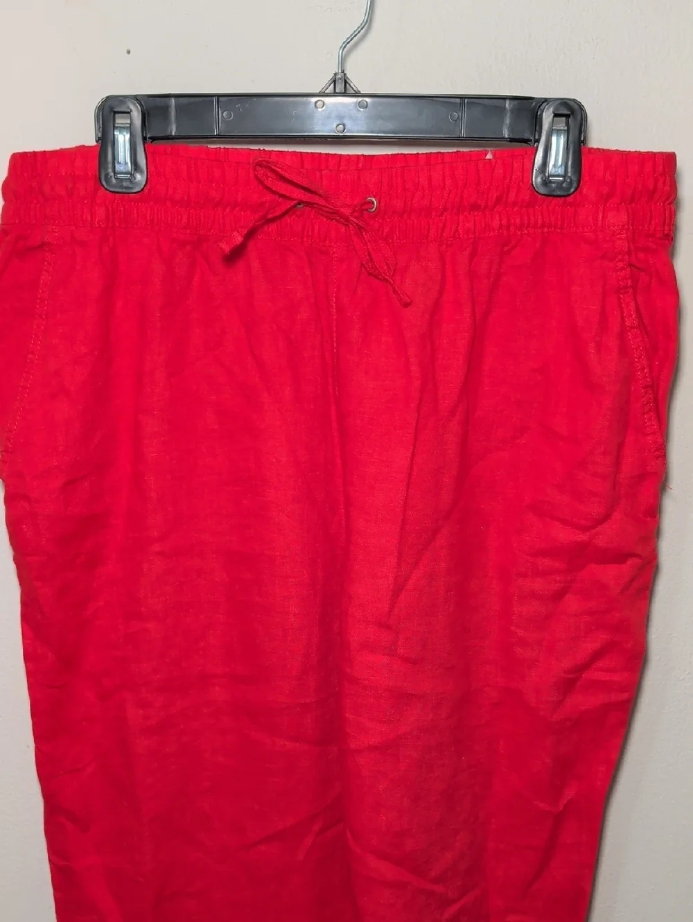 H&M 100% Linen Tapered Pull-on Pants Red High Waist Tomato Girl Women's Size M